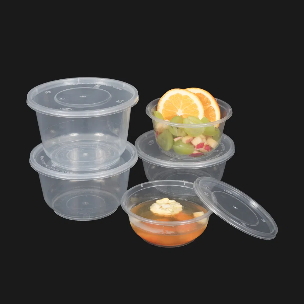 360/390/600/760/850ml Disposable Plastic Small Round Bowl for Restaurant Kitchen Home Outdoor Car Use