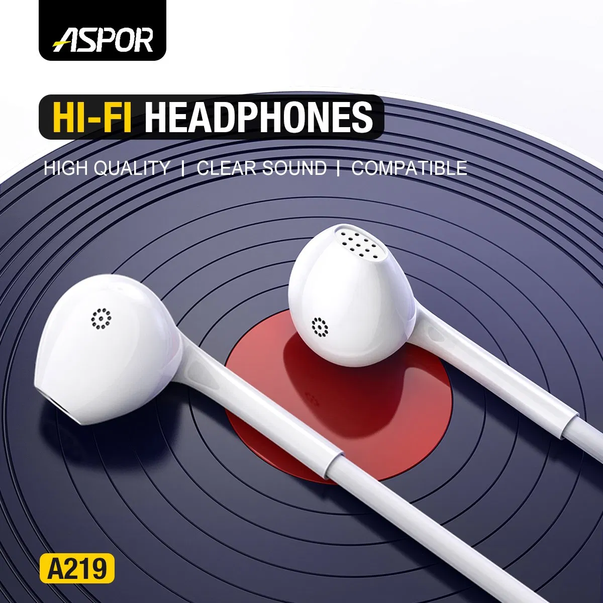 Наушники Aspor A219 с микрофоном и кнопкой паузы