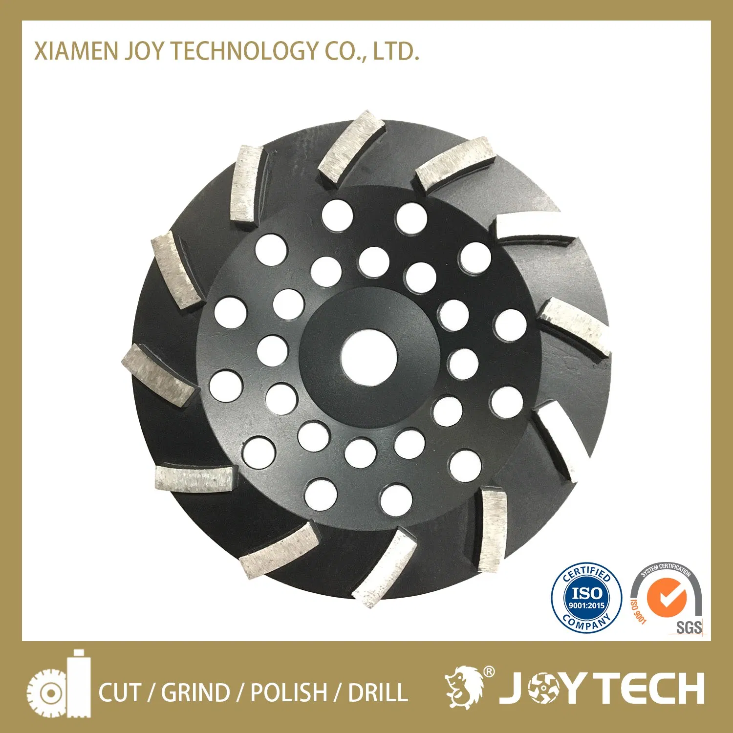 7 Inch 180mm Turbo Cup Wheels with 12 Segments Concrete Grinding Wheel Abrasive Diamond Tool (JOY-CW-T12)