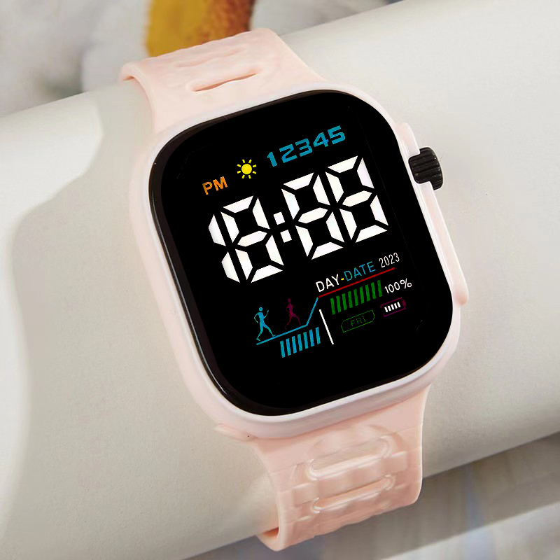 Cross-Border Fashion LED Electronic Watches for Men and Women Students Electronic Standard Couple Watches