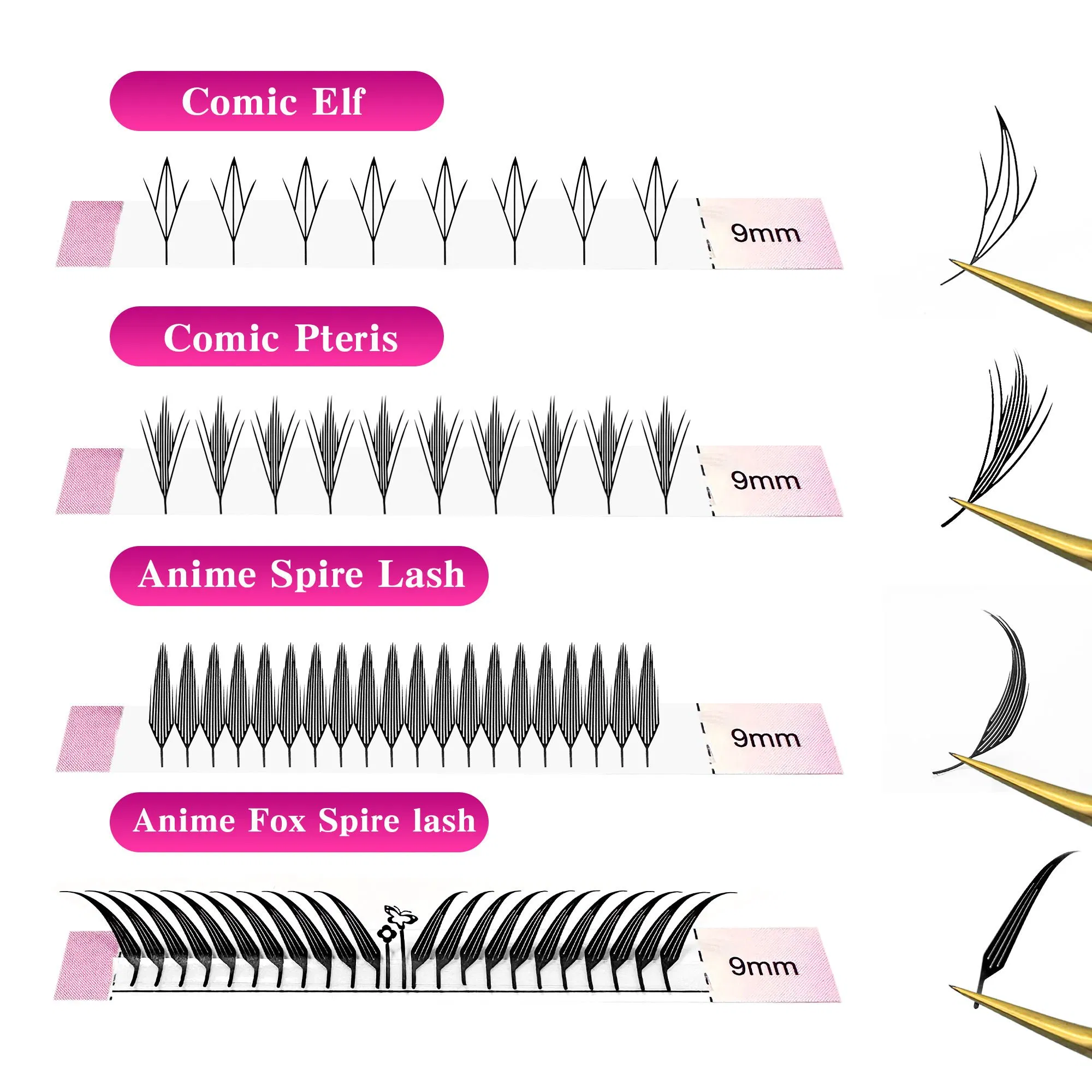 Handmade Korea PBT Fiber New Premade Fans Pointy Base Spire Eyelash