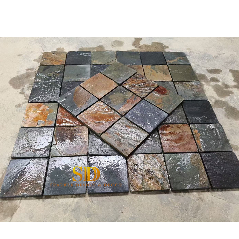 China Factory Price Rusty Slate Mosaic Tiles for Outdoor Wall and Floor Decoration