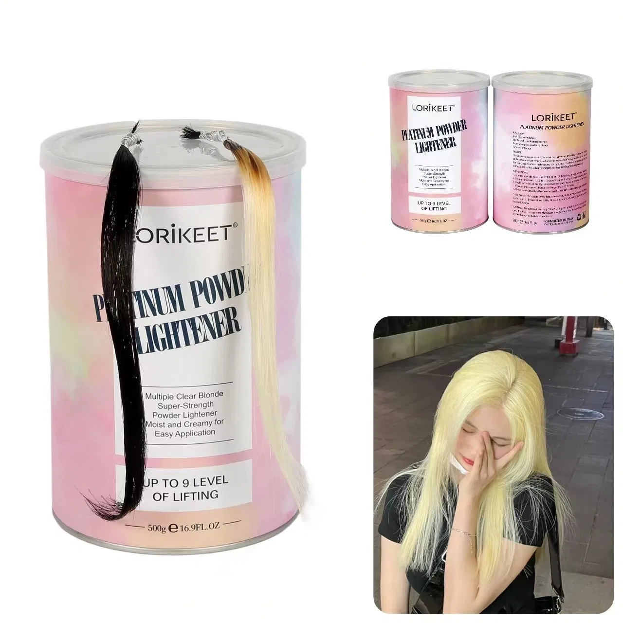 Free Samples Hair Bleaching Color Powder Lift up to Level 9/10/11 Lightening