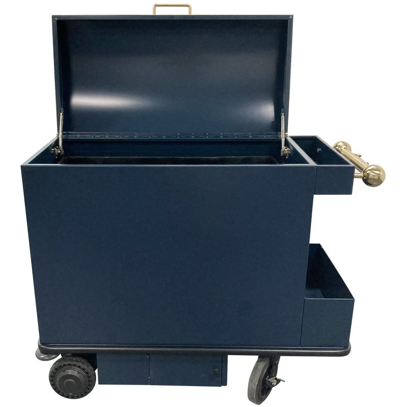 Heavy-Duty Electric Metal Trolley for Hotel Waste Management Durable Steel Construction Hotel Amenities