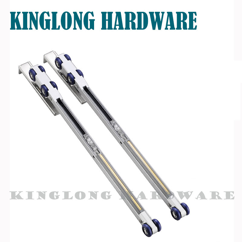 Heavy Duty Wooden Door Fitting Hanging Wheel Double Way Soft Close Damper Sliding Door Rollers