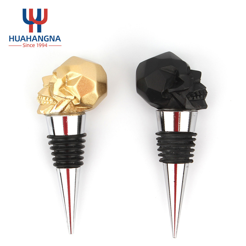 Bar Stainless Steel Silicone Resin Cool Stopper Decorative Skull Wine Bottle Stopper with Airtight Rubber Seal for Party Wedding