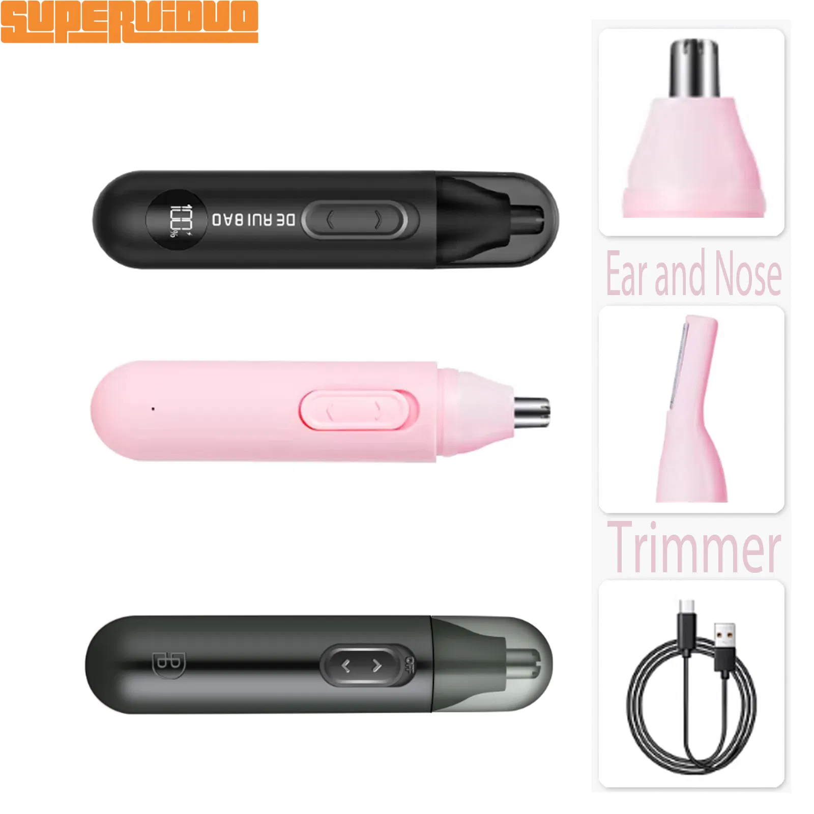 Washable Multi-Directional Shaver Head Ear and Nose Trimmer