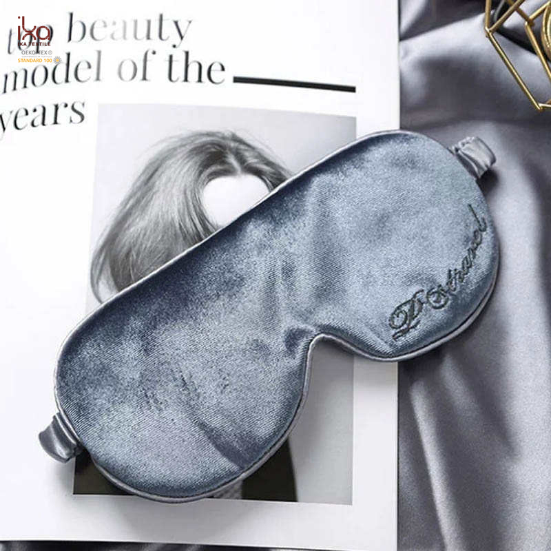 Fashion Velvet Gift Pink Purple Gold Blue Black Red Plain Travel Sleep Wholesale Silk Eye Mask with Label