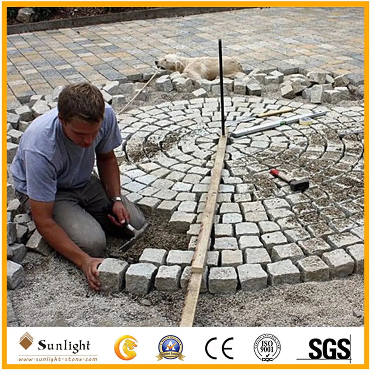 Cheap Grey Sea Flower Granite Stone Rhombus Paving Stones for Landscape