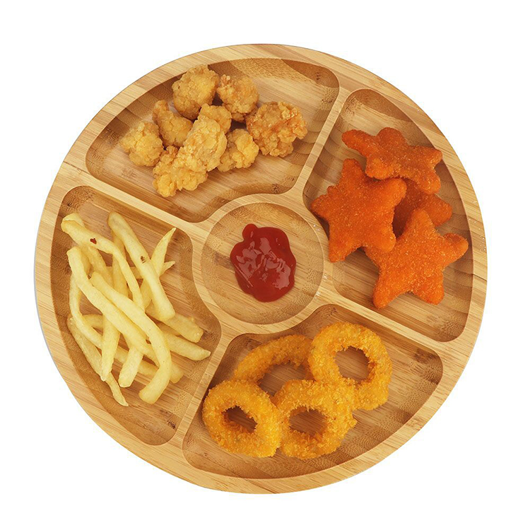 Multifunctional Bamboo Cheese Plates, Coffee Tea and Fruit Serving Tray, Round Plates