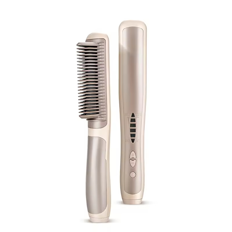 2-in-1 Professional Round Electric Rotating Portable Hot Heat Air Hair Dryer Brush Straightener Comb Blowout Brush