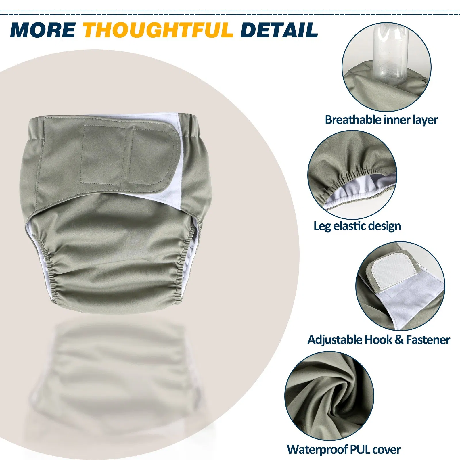 Reusable Absorbent Urinary Briefs Diapers for The Elderly