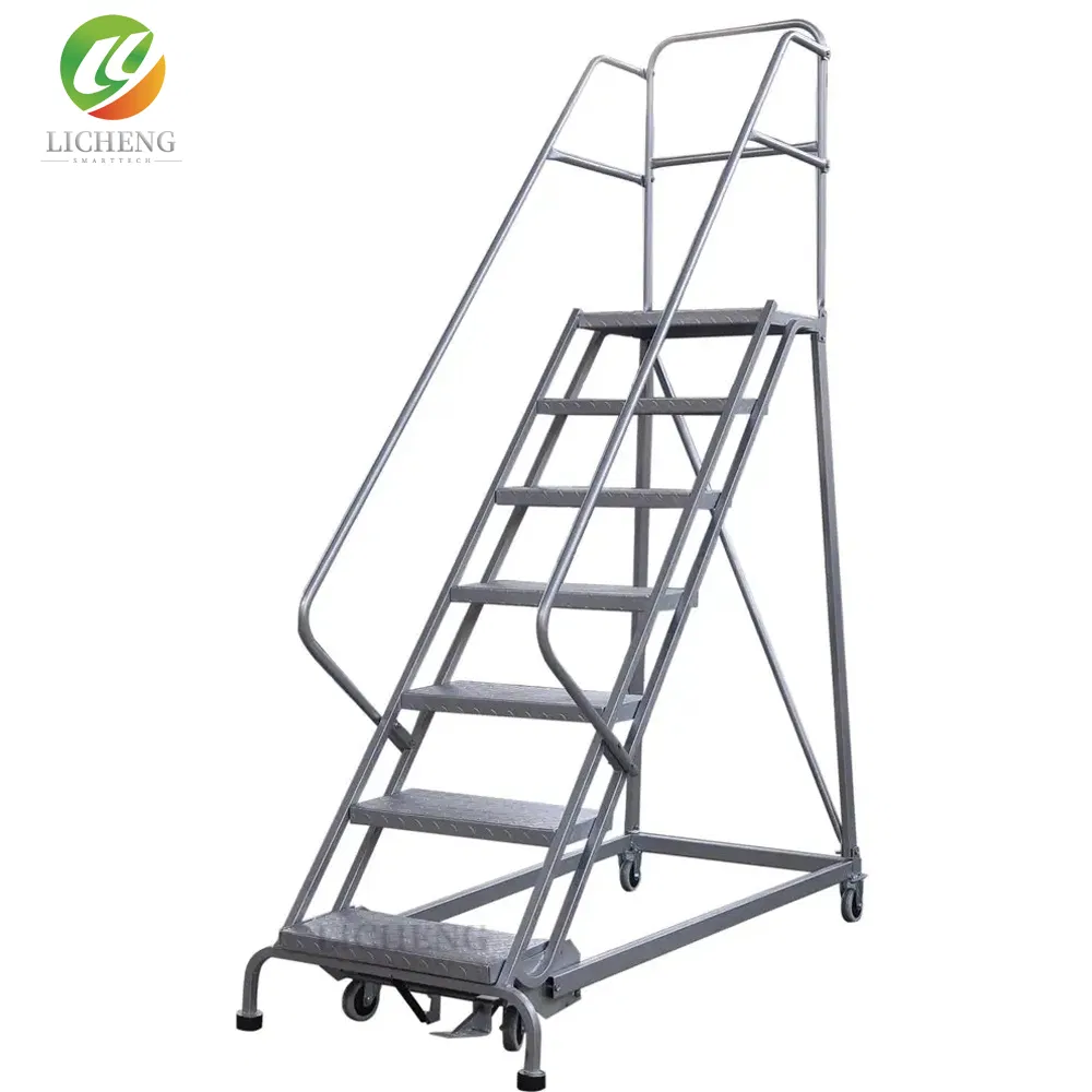 Adjustable Self-Locking Stainless Steel Mobile Step Ladder
