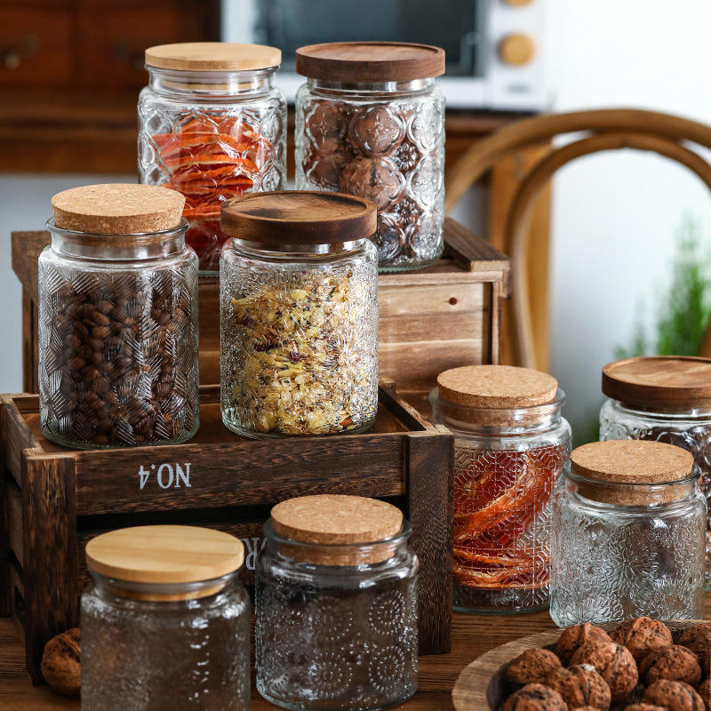 Японский стеклянный чайник с бамбуковой крышкой для хранения