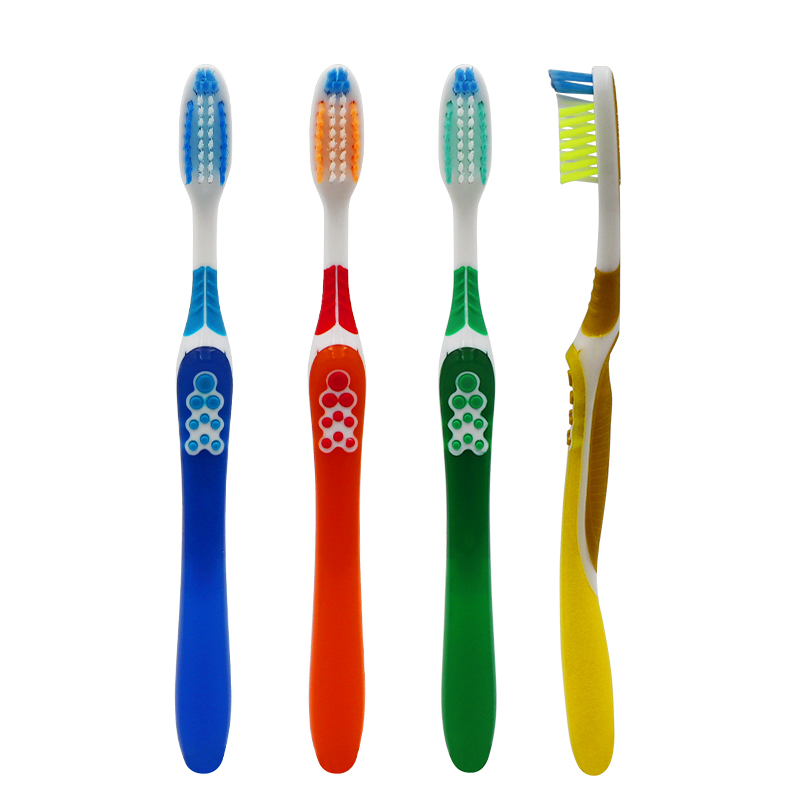 Travel-Friendly Adult Toothbrush with Cross Action Bristles and Tongue Scraper