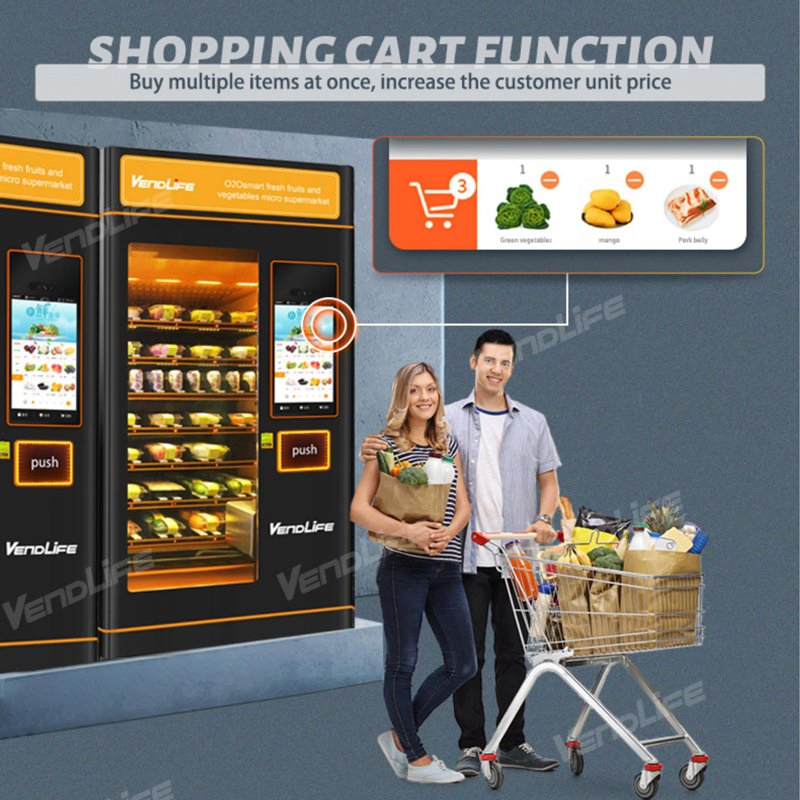 Vendlife 24 Hour Smart Can Frozen Food Chips Vendor Machine Bread Cake Dispenser Elevator Vending Machine Fresh Fruit and Vegetable Sushi Credit Card System