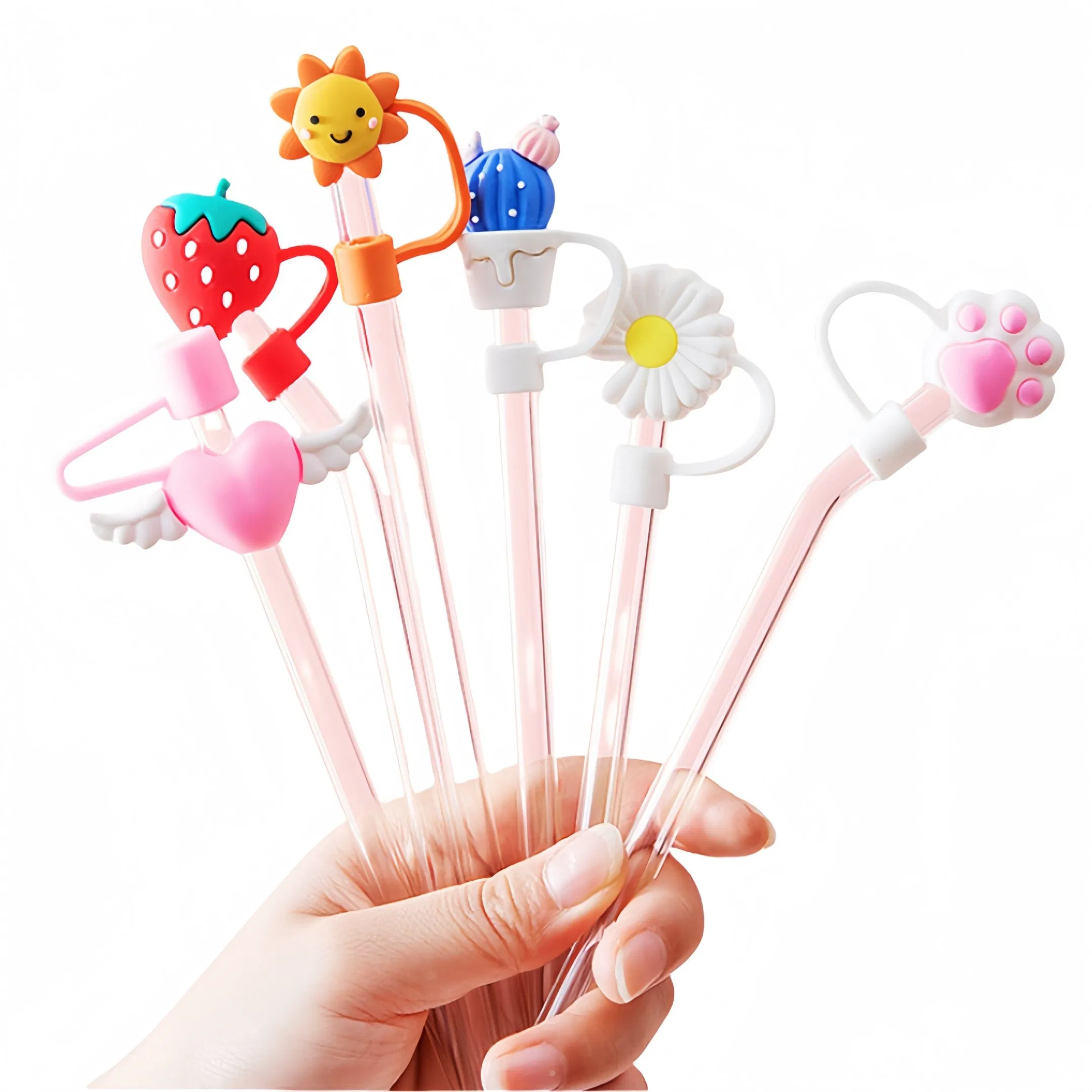 Customization Creative Cartoon Animal Dustproof Silicone Straw Cap Cover