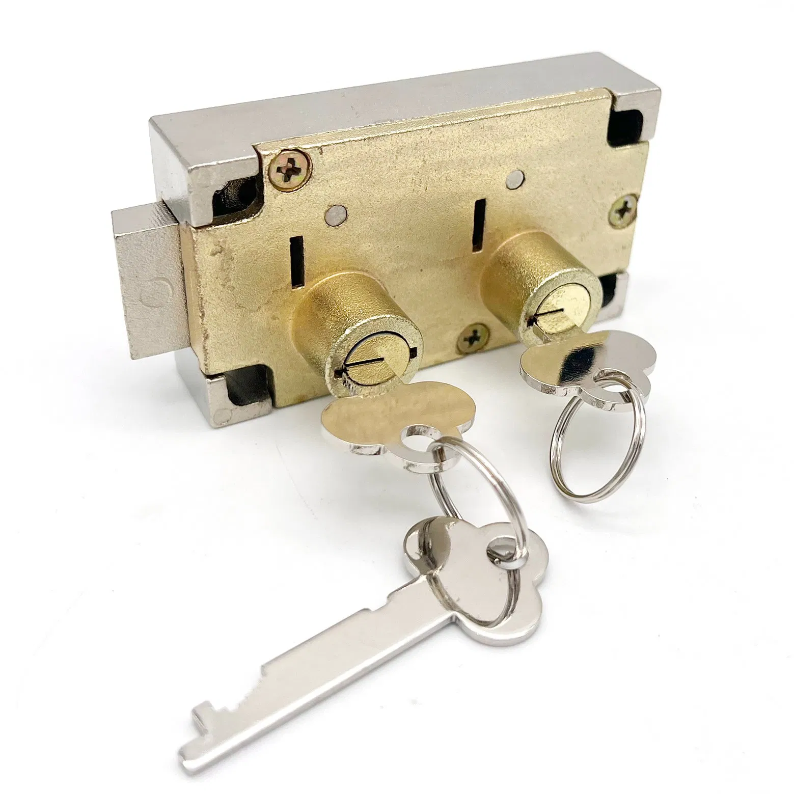 Double Key Changeable Safe Deposit Lock with Brass Finish Right Hand Opening
