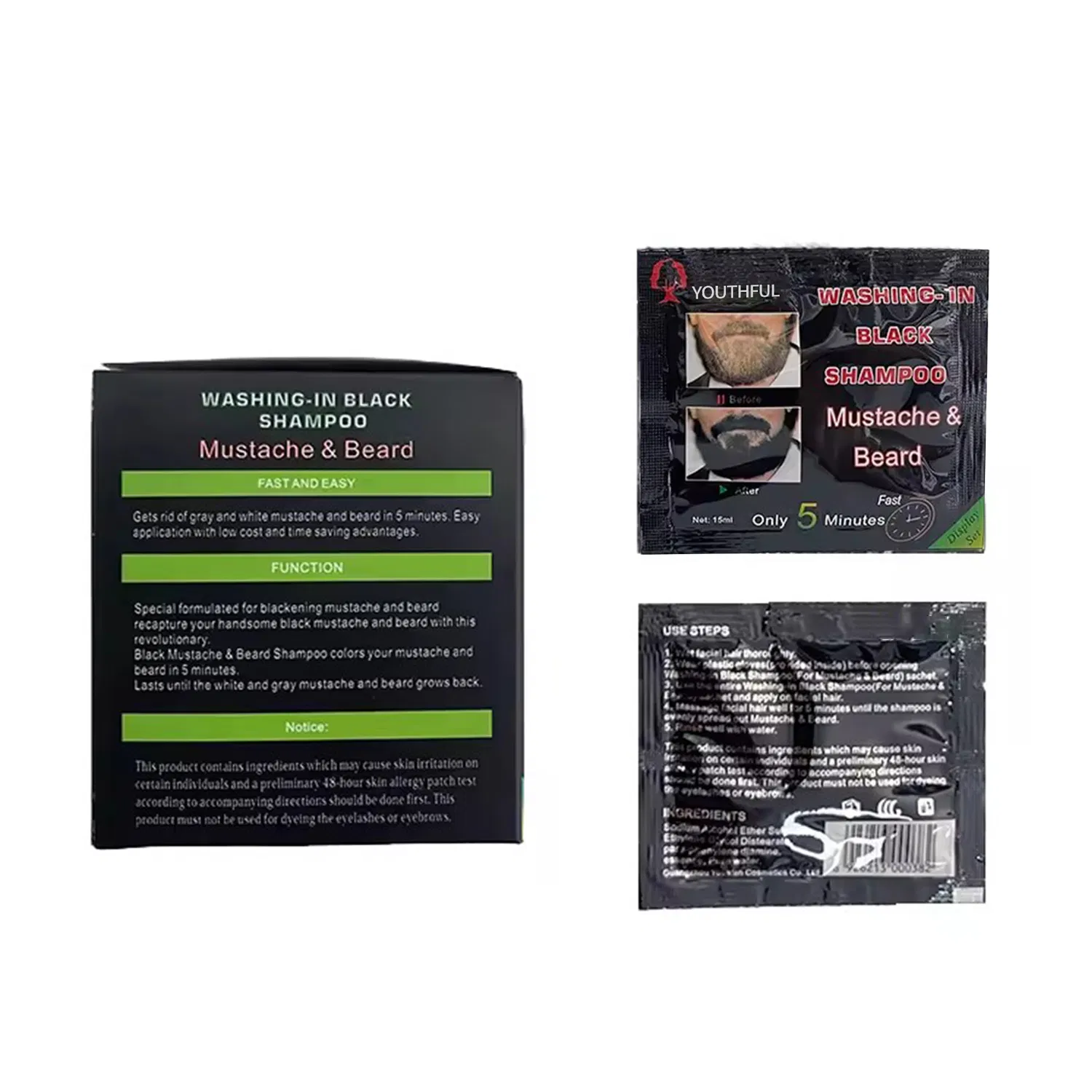 Professional Natural Herbal No Ppd Black Beard Dye Shampoo
