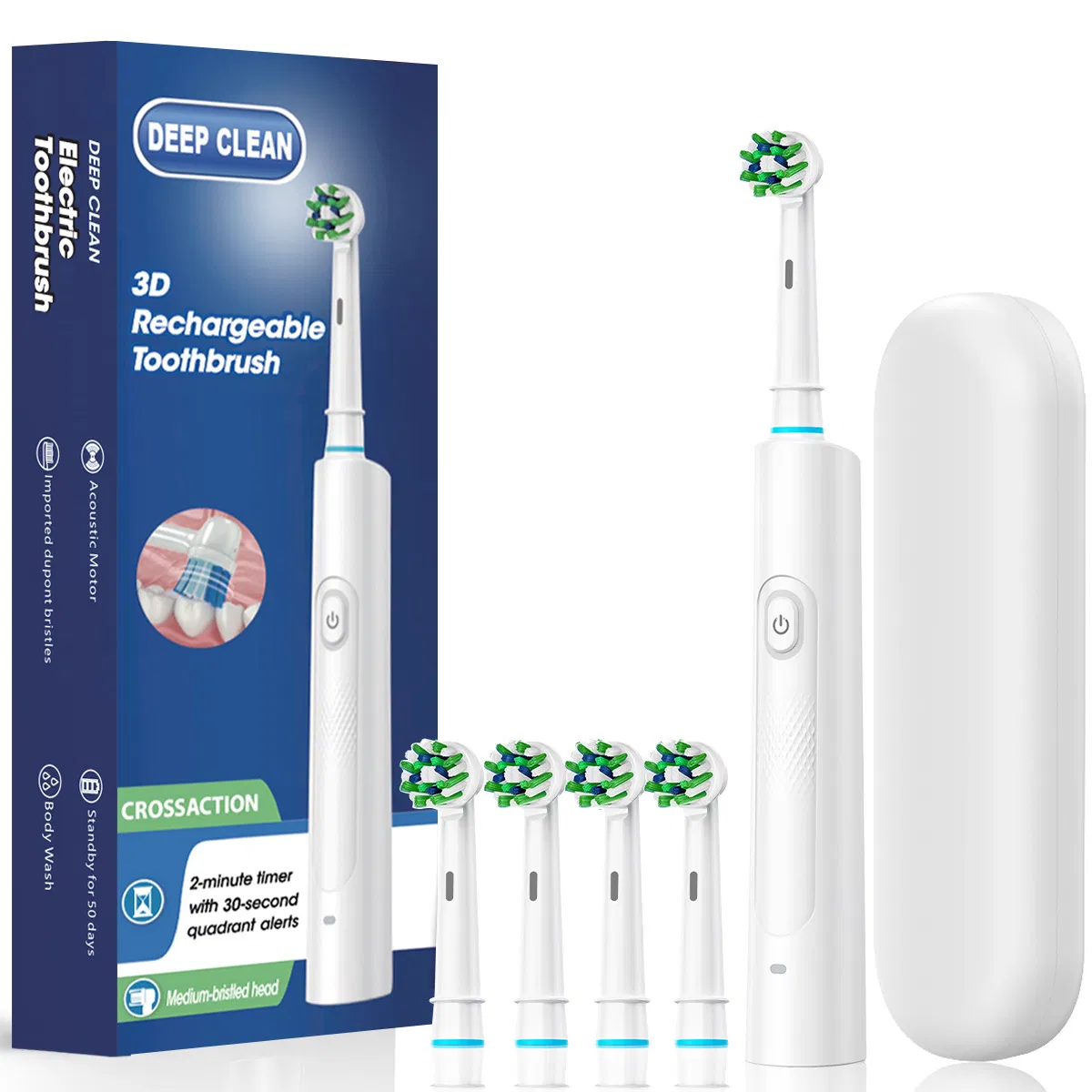 Electric Toothbrush Adult Soft Hair Household Rechargeable Waterproof Toothbrush Travel Box Toothbrush Head Set