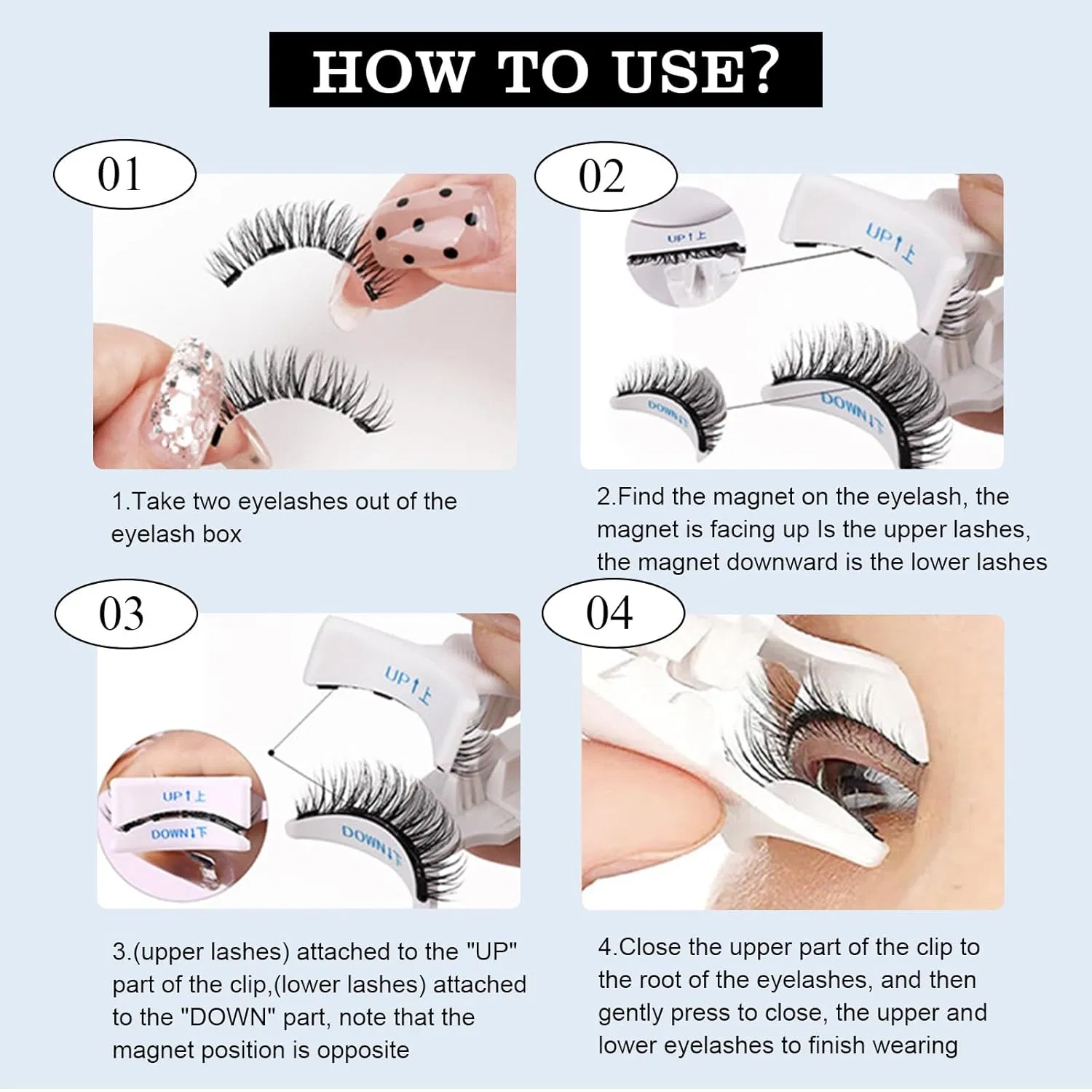 Magnetic Eyelashesmake-up with Applicator, No Eyeliner Pen, , No Glue Natural Eyelash Set,