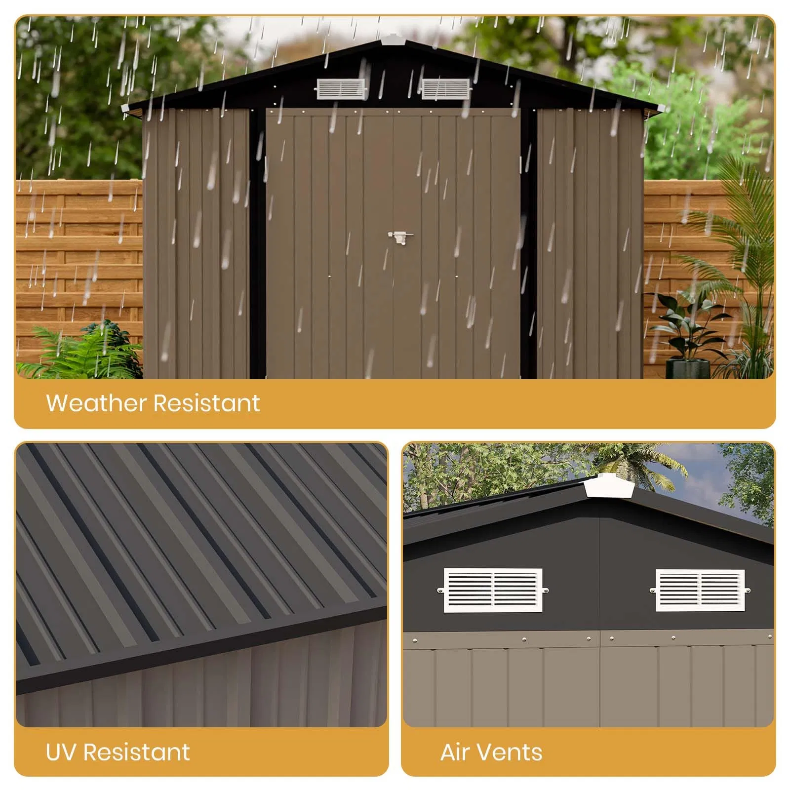 12 X 8 FT Outdoor Steel Shed Storage House with Lockable Doors