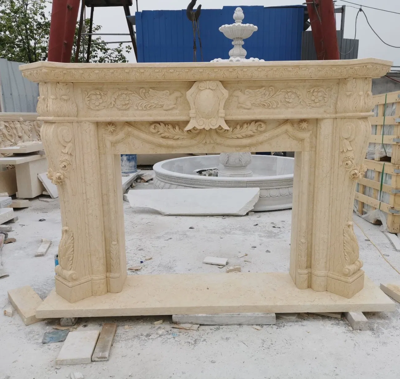 Hot Selling Factory Wholesale Antique Classic Marble Fireplace Natural Stone Mantel for Sale (SYMF-501)