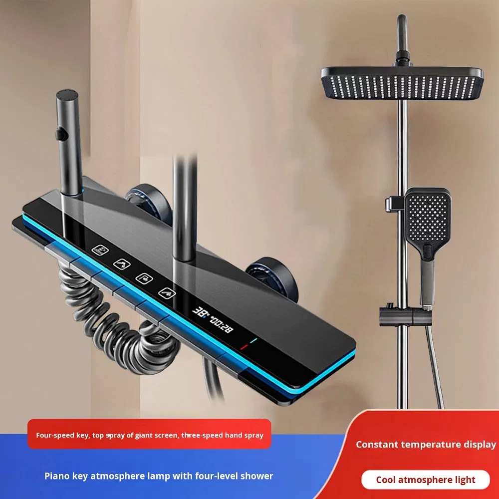 Smart Thermostatic Shower Set with German Ceramic Cartridge & Brass Body, Includes High-Pressure Spray Gun