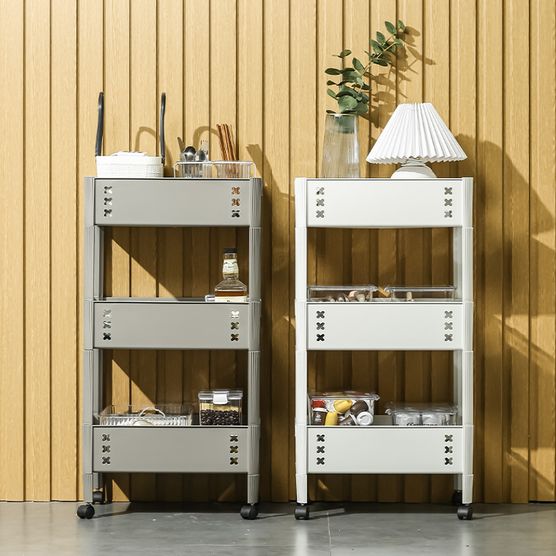 Multi-Functional Storage Trolley 3-Tier Plastic Rolling Utility Cart for Office, Living Room, Kitchen