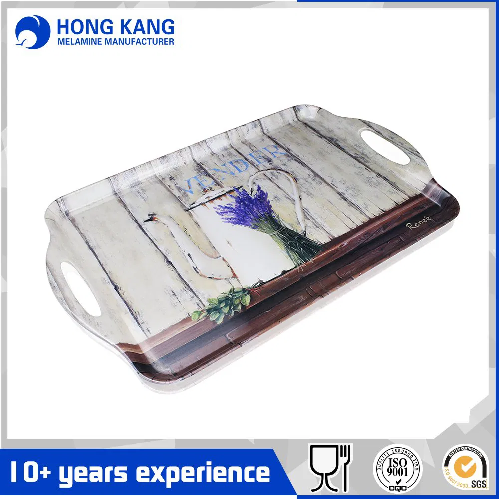 Design 16/20inch Melamine Serving Wooden Food Tray for Coffee