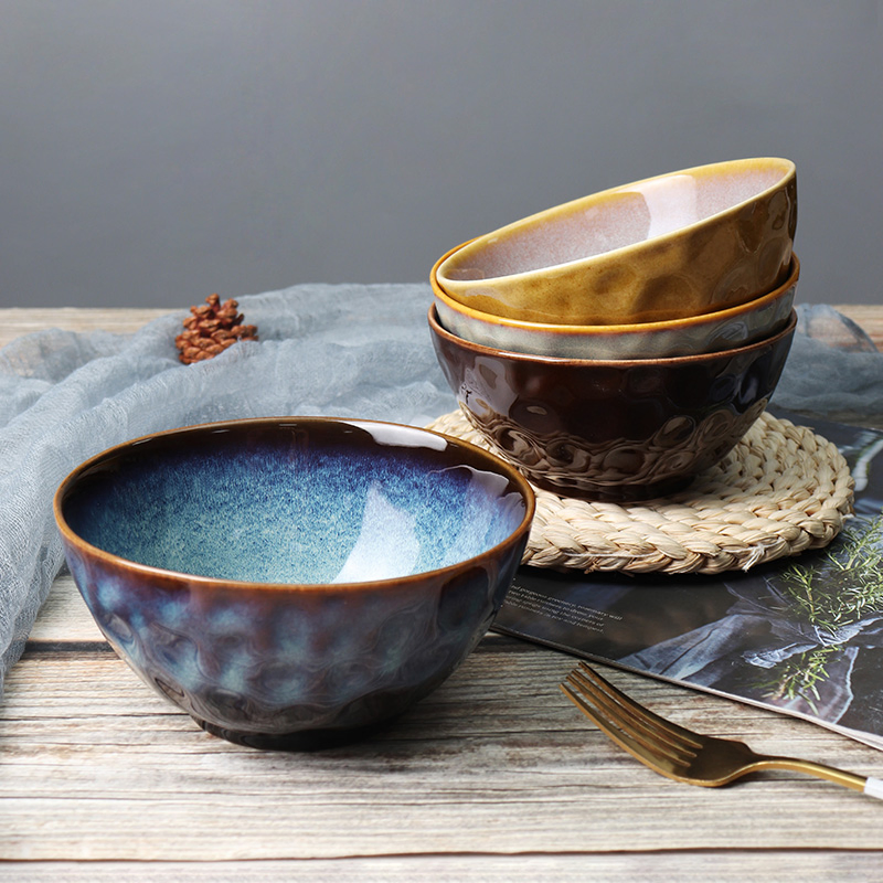 Custom Reactive Glaze Salad Cereal Bowls Ceramic Soup Bowl Set