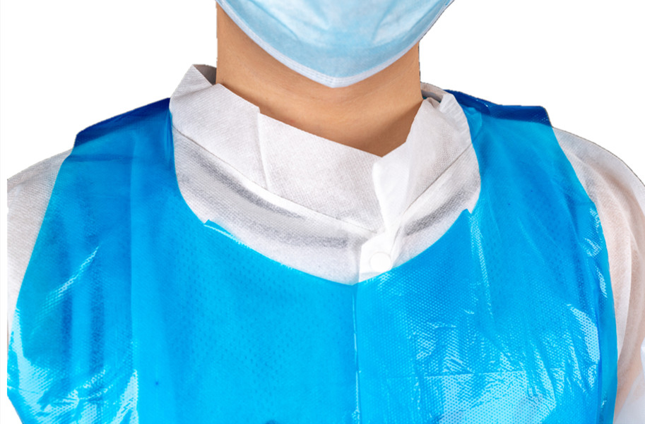 Wholesale Blue/Green/Red Disposable Use PE Apron Food Processing Sleeveless Plastic Apron