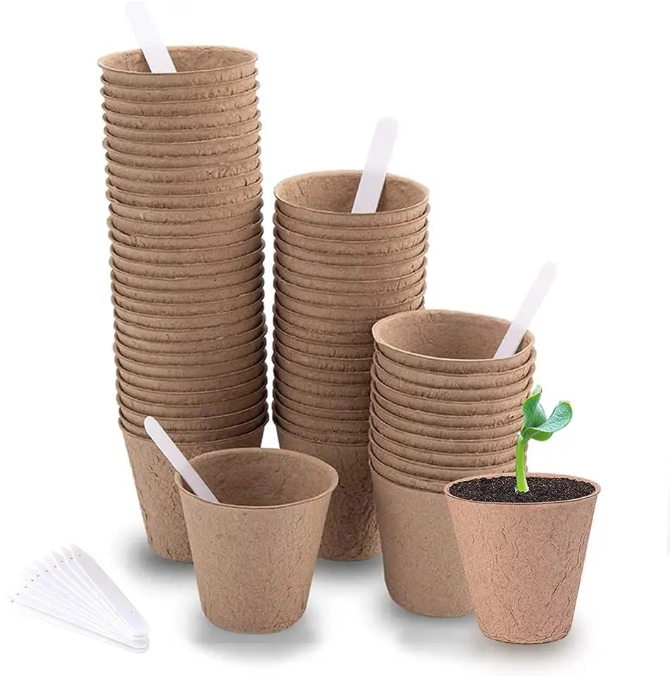 Biodegradable Transplanter Molded Fiber Pulp Plant Seed Starter Flower Pots Seedlings Small Paper Pulp Peat Pot