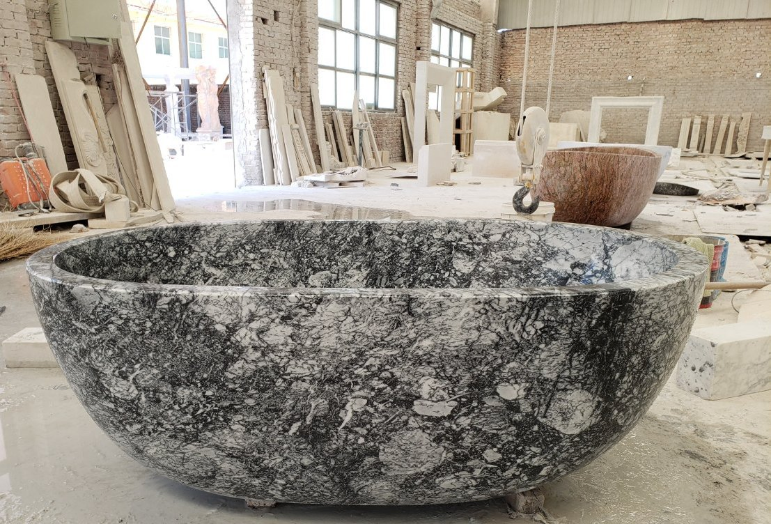 Factory Price Hand Carved High Polishing Natural Stone Bathtub Marble Bath Tubs Freestanding (SYBT-022)