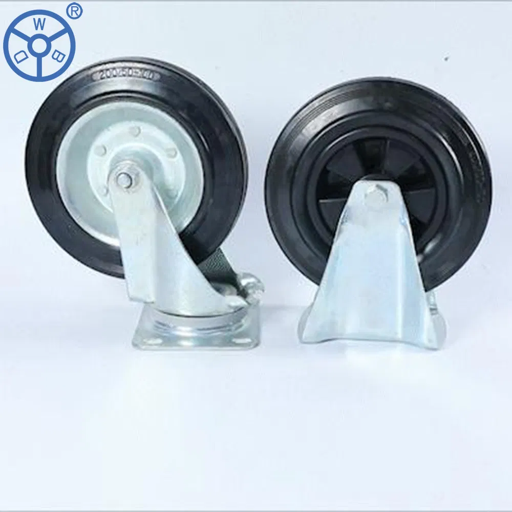 Wbd 6 8 Inch 150mm Black Rubber Caster Wheel 200 mm for Garbage Bin