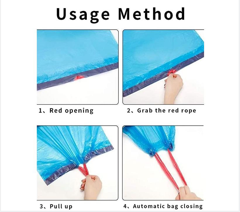 High Quality Waterproof Plastic Drawstring Garbage Bags
