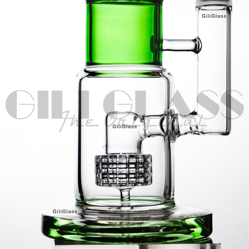 Gili-175 Giliglass 16 Inches Straight Tube Double Arms Perc Glass Smoking Water Pipe