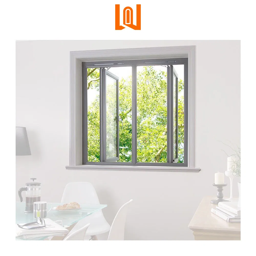 European Style Hurricane Proof Simple Design French Vinyl Casement Window