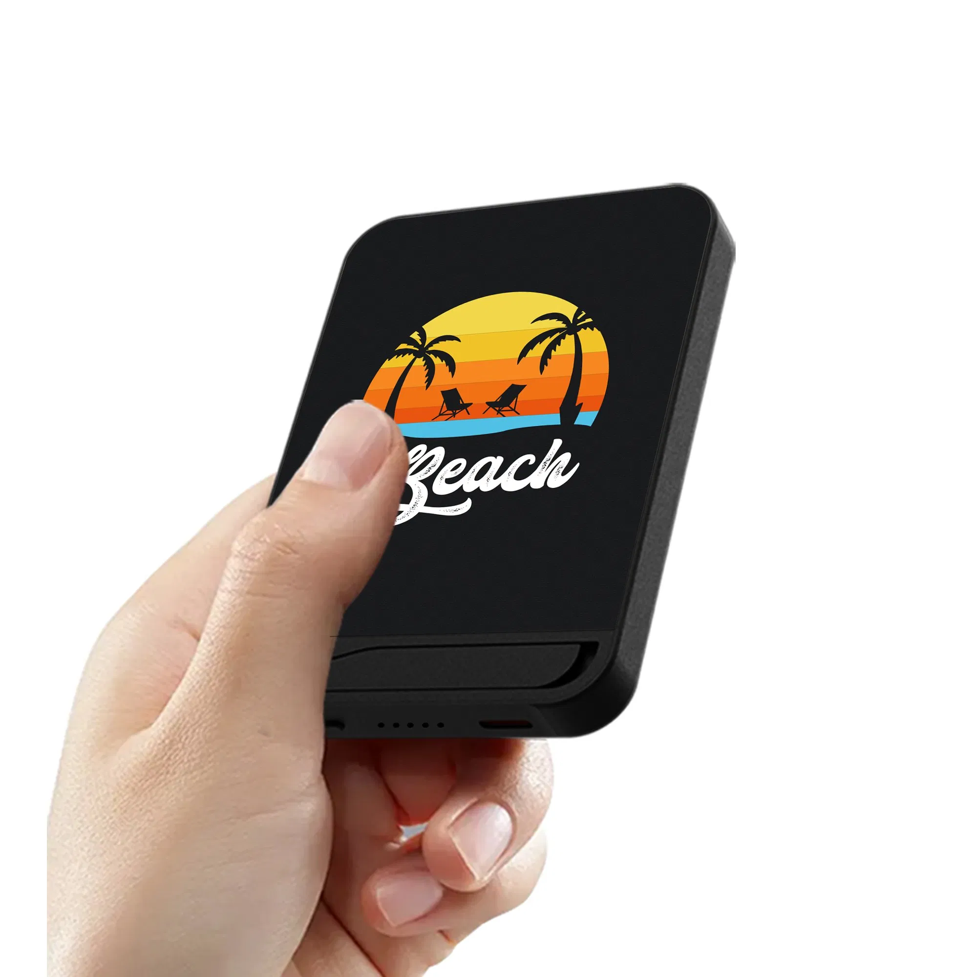 Magsafe 5000mAh Quick Charge Power Bank Light up Your Color Logo Magnetic Power Bank with Phone Stand