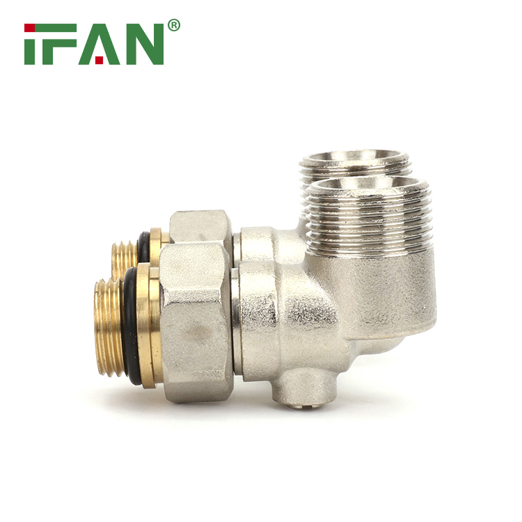 Ifan Brass Type Plated Nickel 1/2'' 3/4'' H Shape Angle Radiator Valve for Underfloor Heating Radiator