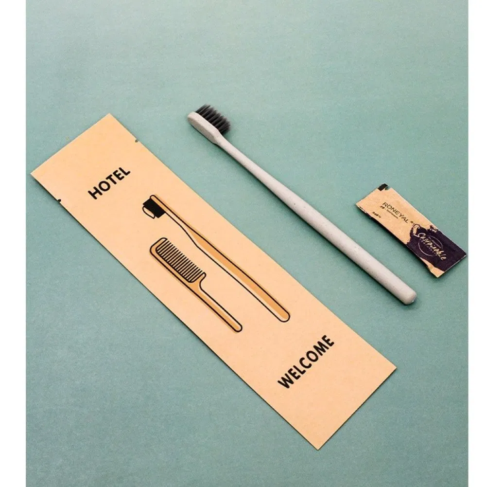 Biodegradable Wheat Straw Dental Kit with Hotel Amenities for Guest Room Using