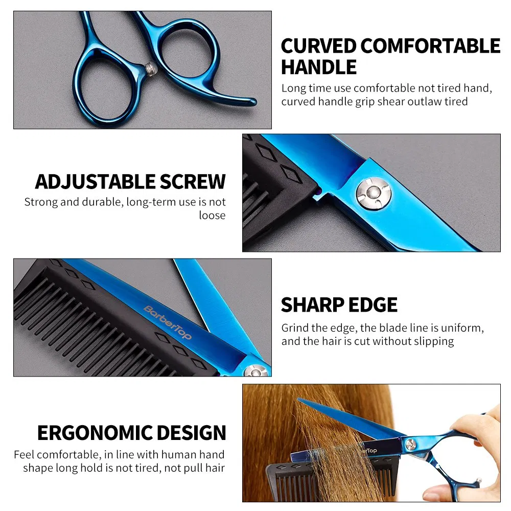 New Design Professional Hair Cutting Scissors with Comb Attached Stainless Steel