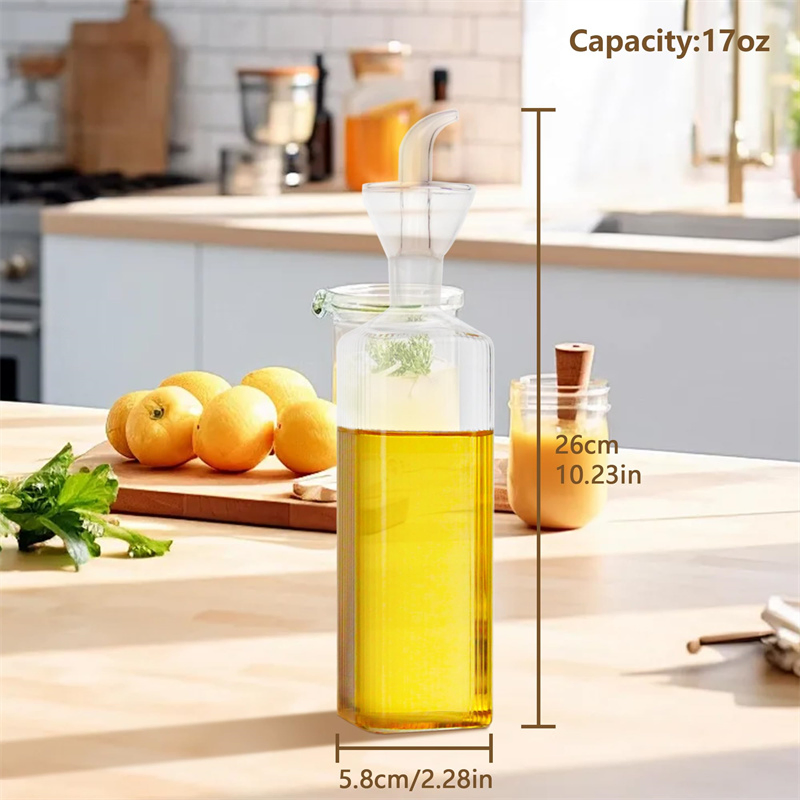 500ml Glass Olive Oil Dispenser Bottle Cooking Oil Vinegar Measuring Dispenser with Spout