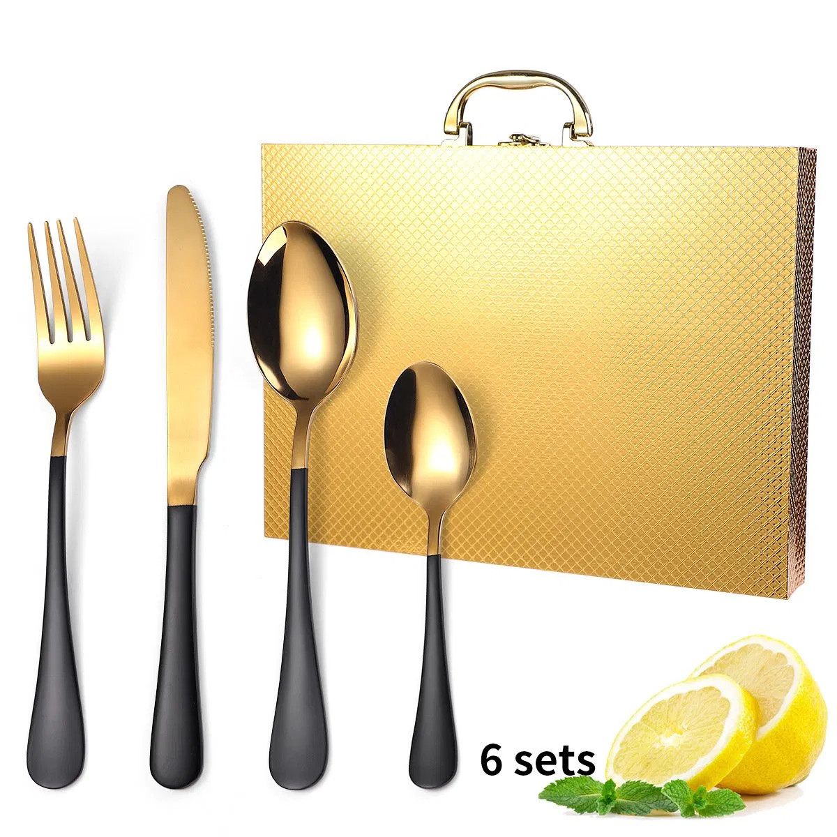 24PCS Food-Grade Stainless Steel Dinnerware Set Tableware Durable Smooth Edge Easy Clean for Home Family Daily Use Suitable for Party Gatherings