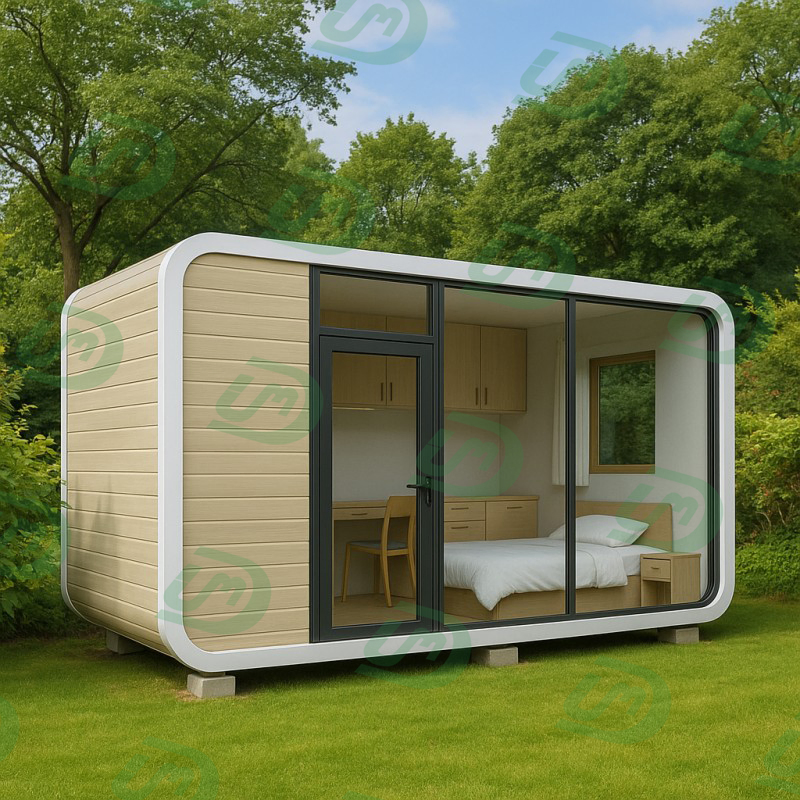 Apple Houses One Bedroom Kitchen and Bathroom Capsule Cabin Camp Pod House