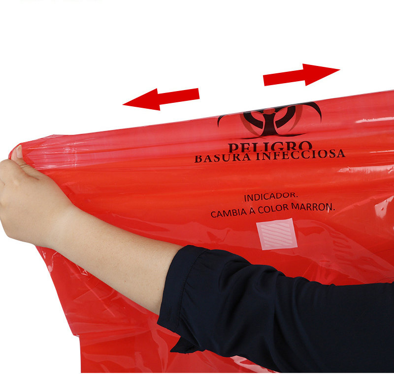 Traumatic Medical Waste Specialized Bag Red Identification Warning Drawstring Convenient Sealing Medical-Grade Puncture-Resistant for Clinic Laboratory Use