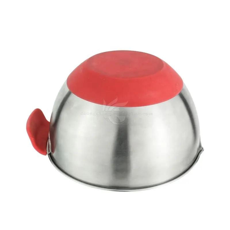 Kitchenware 3PCS Salad Bowl Stainless Steel 304 Mixing Bowl with PE Lid and Silicone Handle