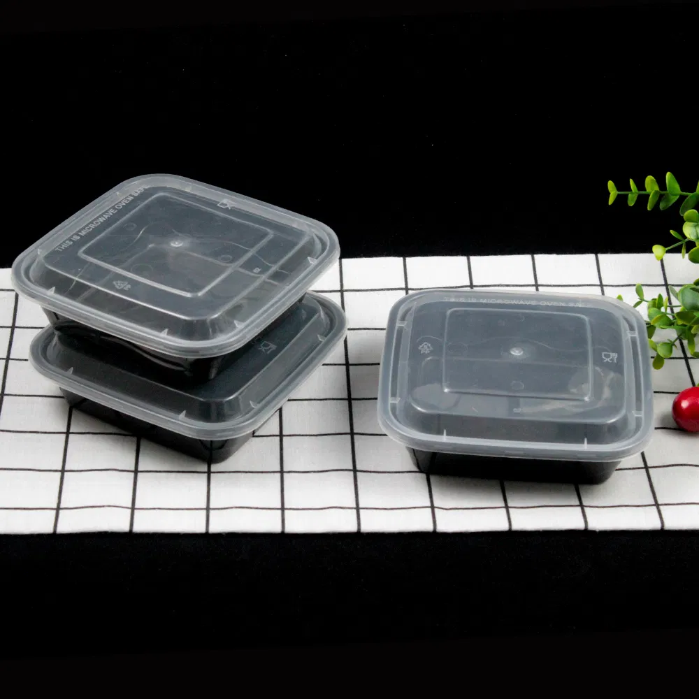 Microwave Disposable Plastic Food Container PP Square Box with Lid