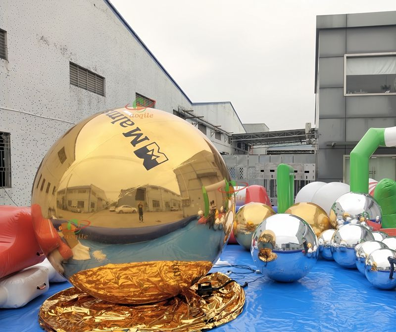 Giant Hanging Inflatable Mirror Ball Sealed Gold/Silver Decor Sphere