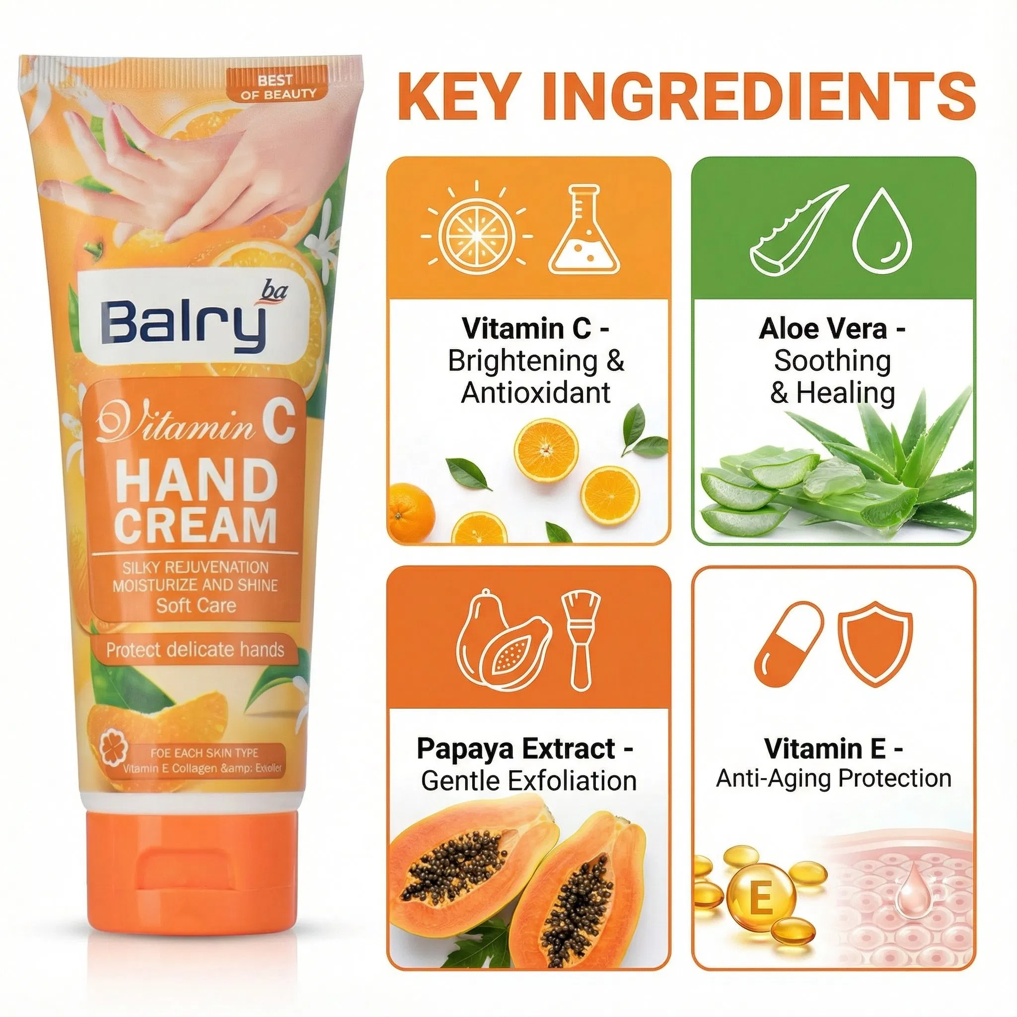 Nourishing Vitamin C Hand Cream for Silky Smooth Skin